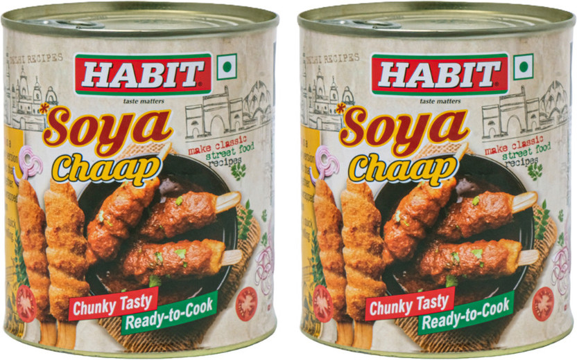HABIT Soya Chaap - 850g x Pack of 2 | Soft & Chewy | For Curries, Grilling, Cooking Vegetables(850 g, Pack of 2)