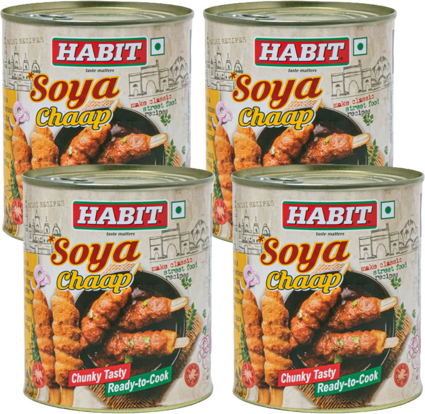 HABIT Soya Chaap - 850g x Pack of 4 | Soft & Chewy | For Curries, Grilling, Cooking Vegetables(850 g, Pack of 4)