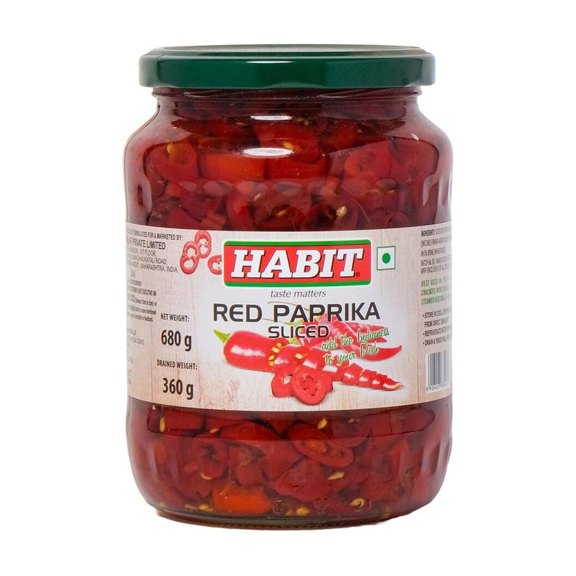 HABIT Red Paprika sliced 680g x Pack of 1 Ideal for Pizza, Sandwiches,Pastas & Salads Chilli(680 g)