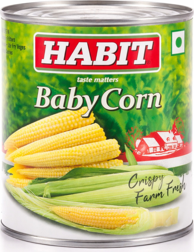 HABIT Baby Corn Tin - 800g x Pack of 1 | Crispy & Tender | For Salads, Curries, Pasta Corn(800 g)