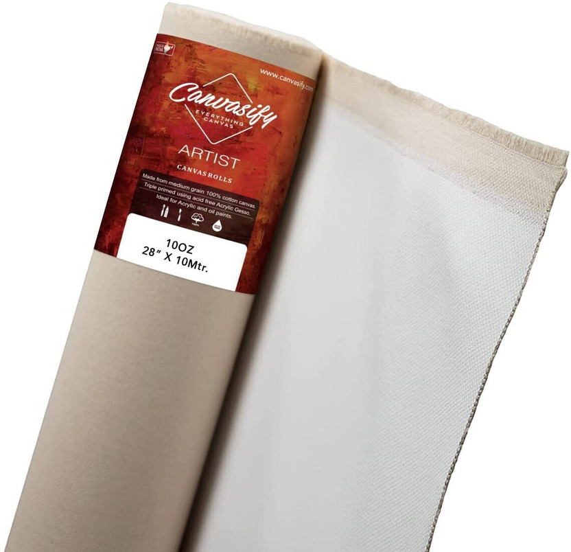 Canvasify Canvasify 10oz Primed Cotton Canvas Roll (28" X 10mtr) Acrylic Acid Free Canvas Roll (Set of 1)(White) - Flipkart Deal