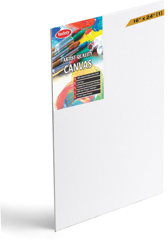 VARIETY 16" X 24" CANVAS BOARD Cotton Medium Grain Board Canvas (Set of 1)(White)