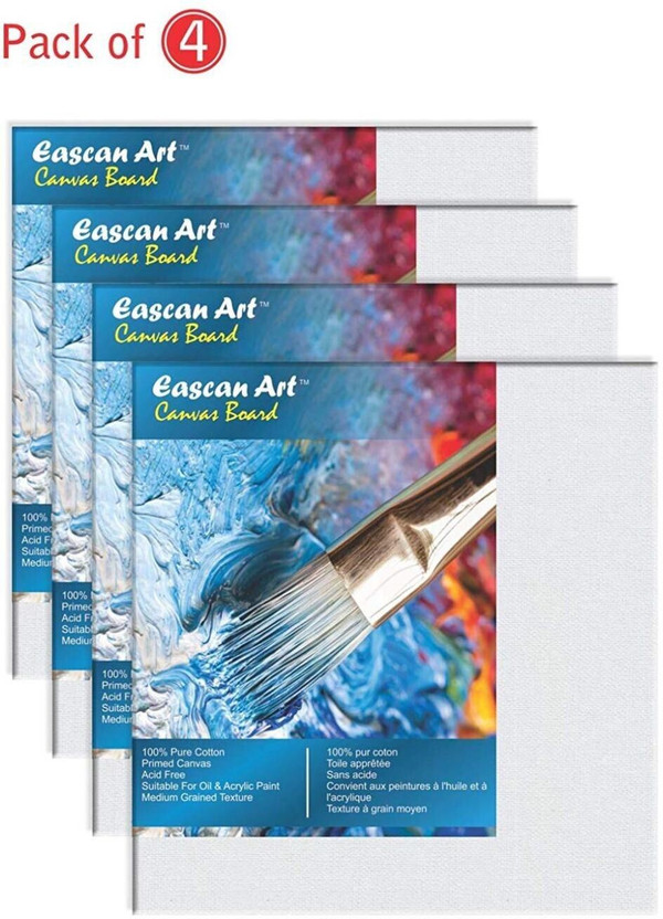 Eascan Art 16" x 20" Cotton Medium Grain Board Canvas (Set of 4)(White)