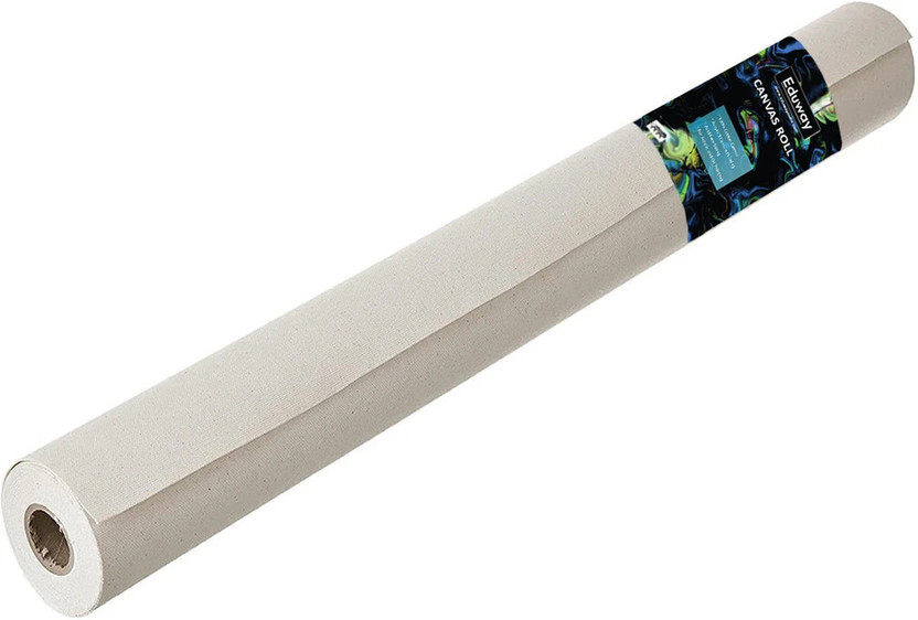 Eduway Cotton Canvas Roll 24 Inch x 5 Meter for Painting, Artist_Series Cotton Medium Grain Canvas Roll (Set of 1)(White)