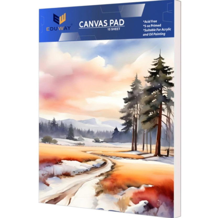 Eduway Canvas Pad 8x10 In. |For Acrylic, Oil Painting|Ideal for Professional & Beginner Cotton Acid Free Canvas Pad (Set of 1)(White)