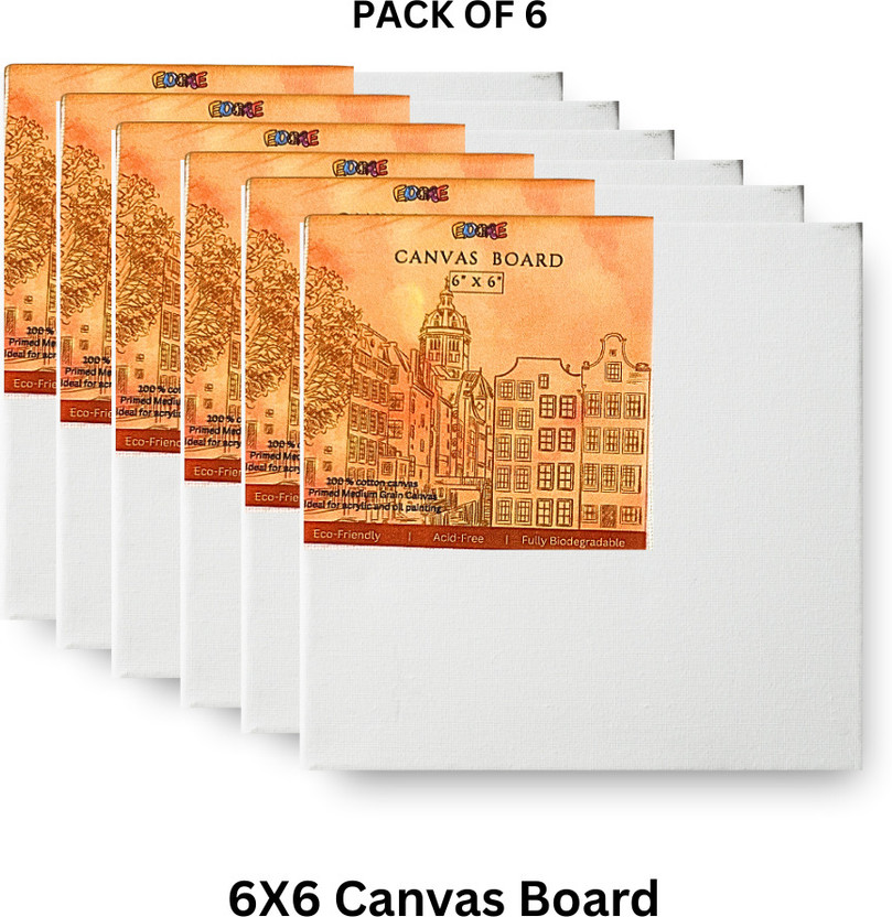 EDORE EDORE 6X6 Canvas Pack Of 6 Cotton Acid Free Board Canvas, Primed Canvas Board (Set of 6)(Orange) - Flipkart Deal