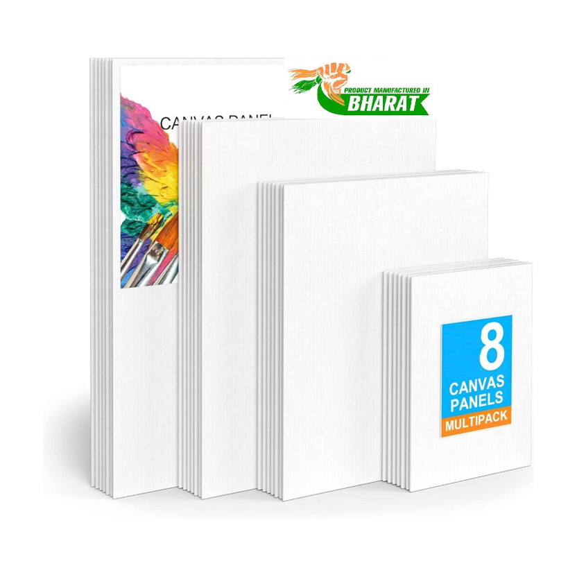 Qatalitic Qatalitic Cotton Canvas Boards for Painting, Pack of 8 Pcs, 100% Cotton Blank Canvases Cloth Acid Free Board Canvas (Set of 8)(for Oil, Acrylic, Watercolor Painting, Acid-Free) - Flipkart Deal