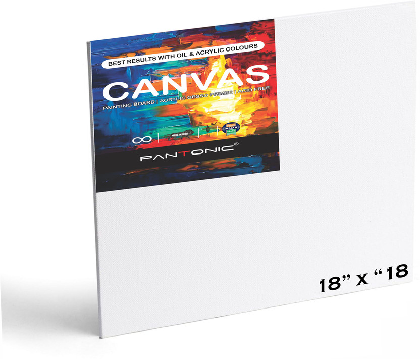 Variety Canvas PANTONIC 18x18 ARTIST'S CANVAS BOARD FOR PAINTING & SKETCHING 5oz Pre Primed Cotton Medium Grain Board Canvas (Set of 1)(PURE WHITE)