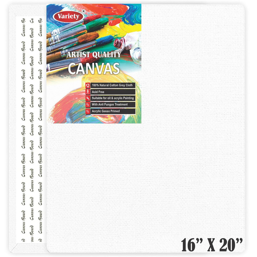 VARIETY 16 X 20 CANVAS BOARD Cloth Medium Grain Board Canvas (Set of 1)(PURE WHITE)