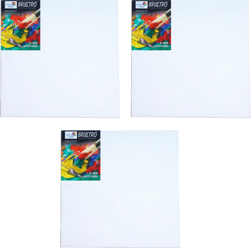 BRuSTRO BRuSTRO Artists 8 x 8 Inches (Pack of 3), 100% Cotton Medium Grain Board Canvas (Set of 3)(White) - Flipkart Deal