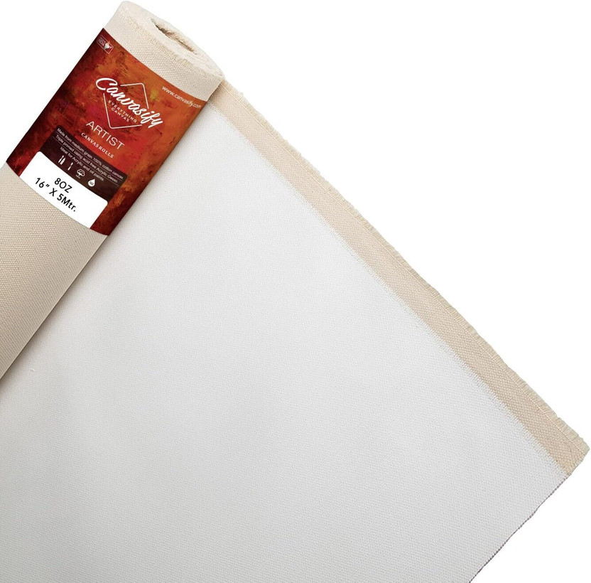 Canvasify Canvasify 10oz Primed Cotton Canvas Roll (12" X5mtr) Acrylic Acid Free Canvas Roll (Set of 1)(White) - Flipkart Deal