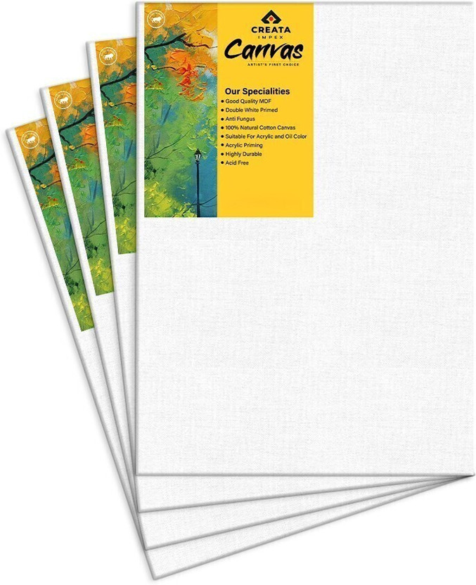 CREATA CREATA IMPEX Canvas Board Cotton Medium Grain Acrylic Primed Board (Set of 4)(White) - Flipkart Deal