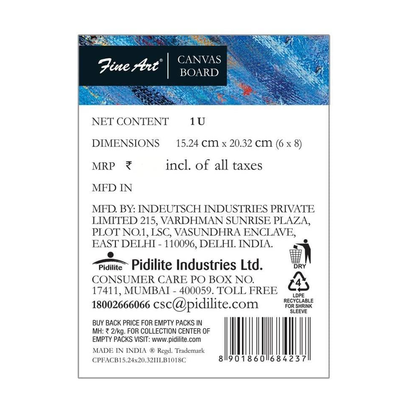 Fine Art 6 X 8 Inch Canvas Board, 100% Cotton Fine Grain Board Canvas (Set of 1)(White)