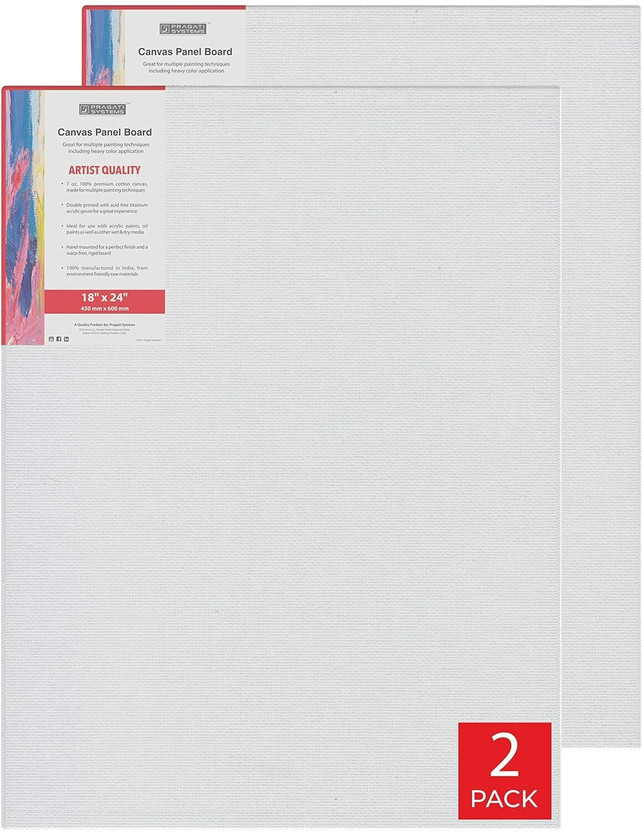 Pragati Pragati Systems Medium Grain 18x24 Inch 7 Oz. Canvas for Drawing & Art Cotton Medium Grain Primed Canvas Board (Set of 2)(White) - Flipkart Deal