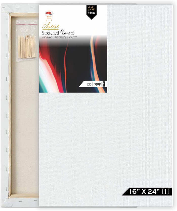 Variety Variety Canvas 16 X 24 STRETCHED CANVAS Cotton Medium Grain Stretched Canvas Board, Pre Stretched Canvas (Set of 1)(PURE WHITE) - Flipkart Deal