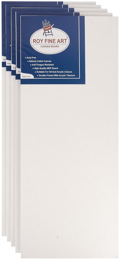 FRKB 8 X 20 Inch Canvas Board Medium Grain with 4MM Board Backing Cotton Medium Grain Board Canvas (Set of 3)(White)