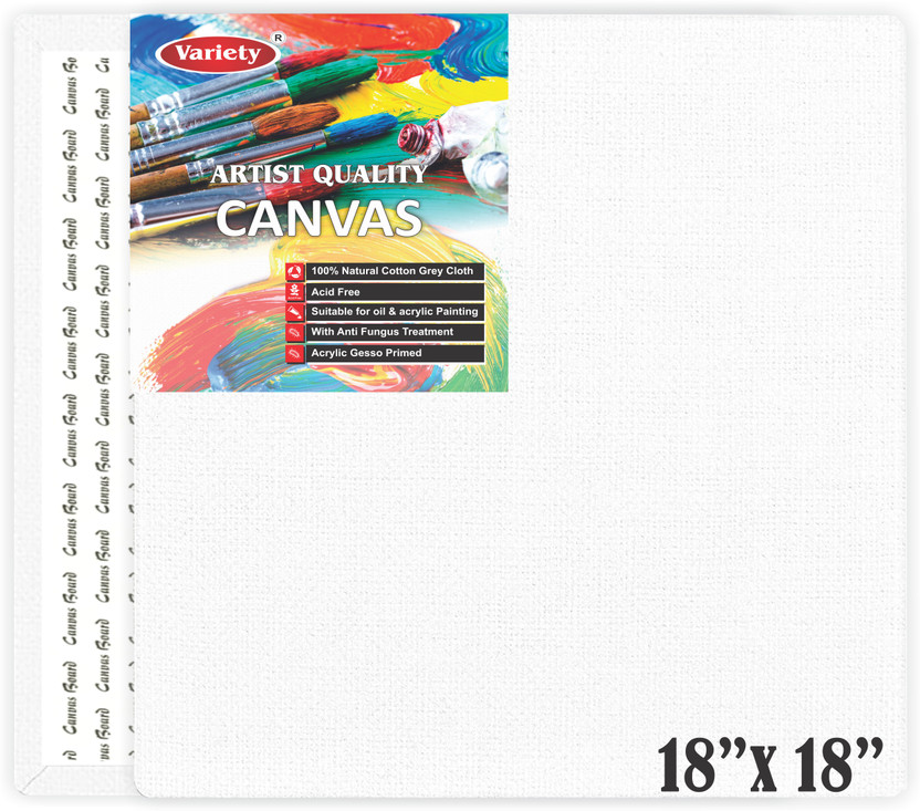 VARIETY 18 X 18 BOARD CANVAS Cotton Medium Grain Board Canvas (Set of 1)(PURE WHITE)