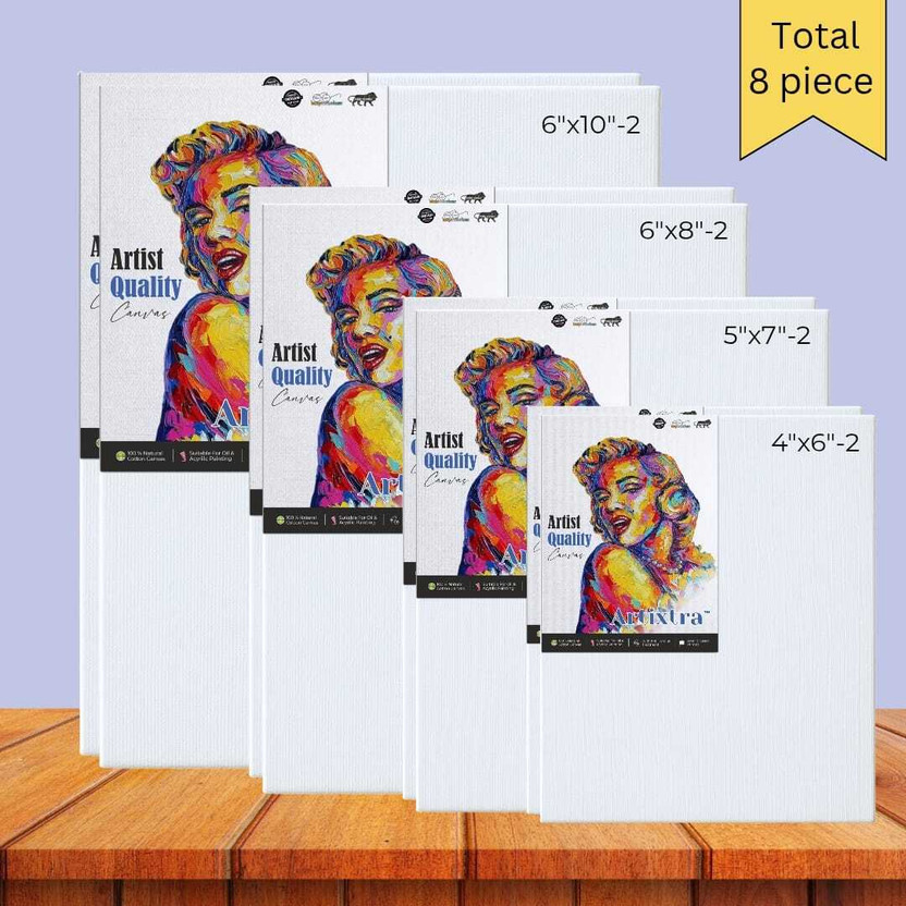 Artixtra 6x10-2_6x8-2_5x7-2_4x6-2 Cotton Medium Grain Board Canvas (Set of 8)(White)
