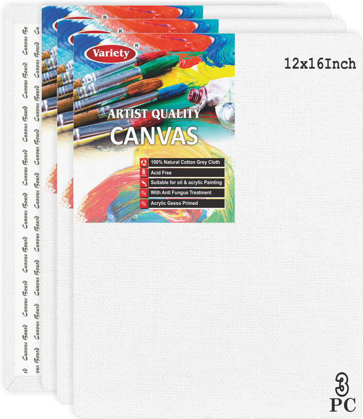 VARIETY 12 X 16 BOARD CANVAS Cloth Medium Grain Board Canvas (Set of 3)(White)