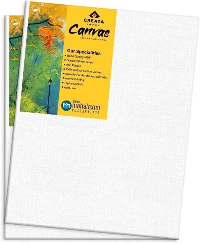 CREATA CREATA IMPEX Canvas Board Cotton Medium Grain Acrylic Primed Board (Set of 2)(White) - Flipkart Deal