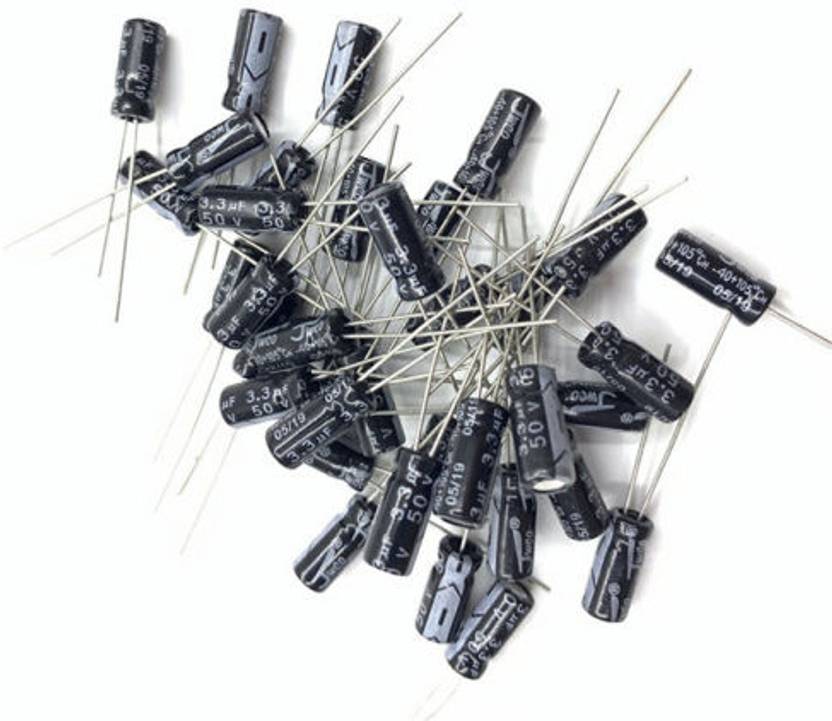 SunRobotics 3.3uF 50V Electrolytic Capacitor 100 Pcs For Smoothing