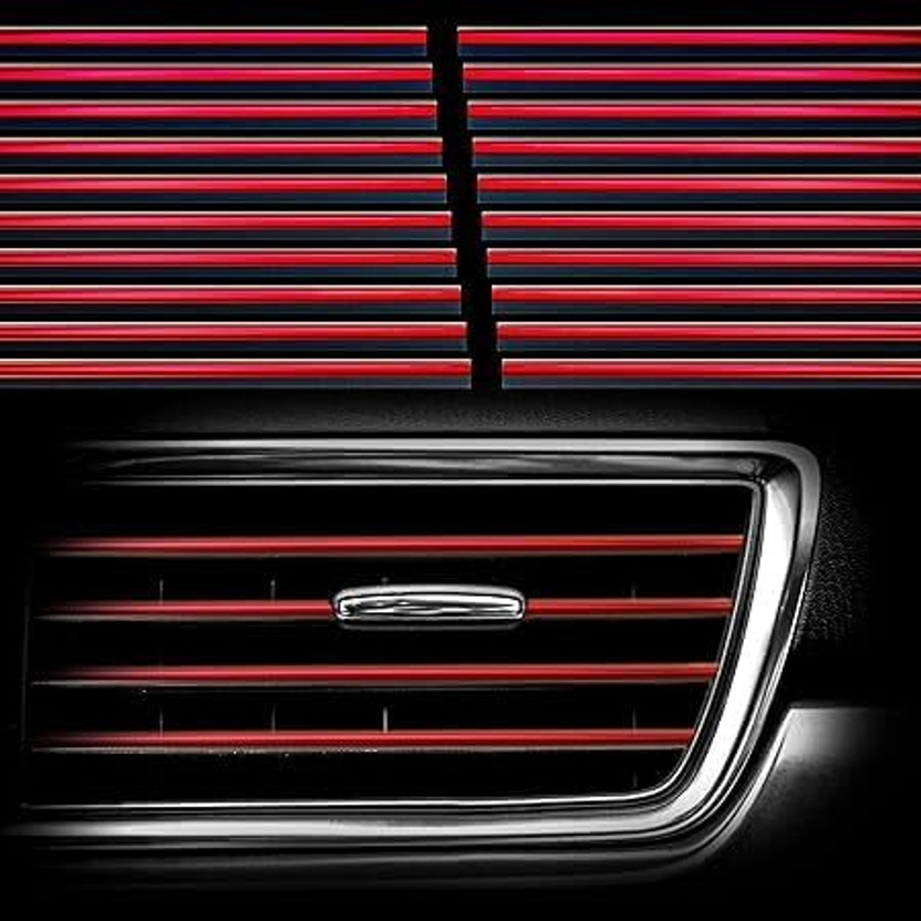 Holy Delight Car Ac Strip Red Color Matted Chrome Finish Car Air Vent Trim(Pack of 10)