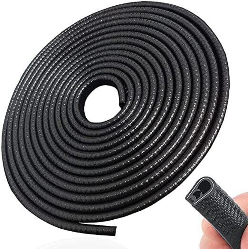 JMD GLOBAL SALES Black Car Door Edge Guards U Shape Edge Trim Rubber Strip (5m) Car Beading Roll For Bumper, Door, Trunk, Window Sill(5 m)