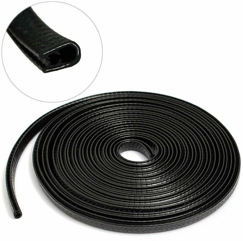 LAVITRA U Shape Edge Trim Rubber Strip Seal Protector Car DoorGuard Cars (16ft/5 mBlack) Car Beading Roll For Bumper, Door, Trunk, Window Sill(5 m)