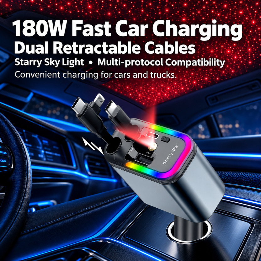 AG AG INDUSTRY 180 W Qualcomm Certified Turbo Car Charger(Grey, With USB Cable) - Flipkart Deal