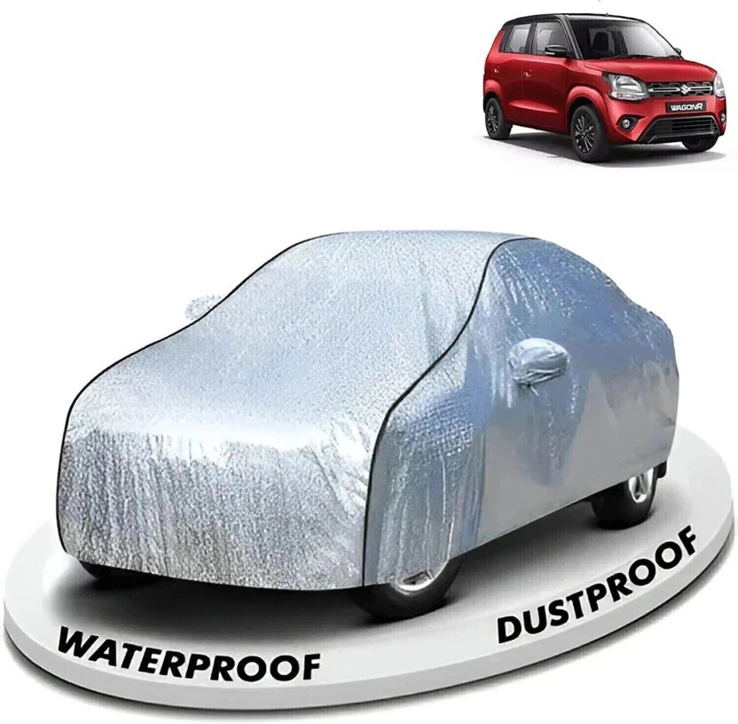 FABTEC Car Cover For Maruti Suzuki WagonR (With Mirror Pockets)(Silver, For 2012, 2013, 2014, 2015, 2016, 2017, 2018, 2019, 2020, 2021, 2022, 2023, 2024, 2025 Models)
