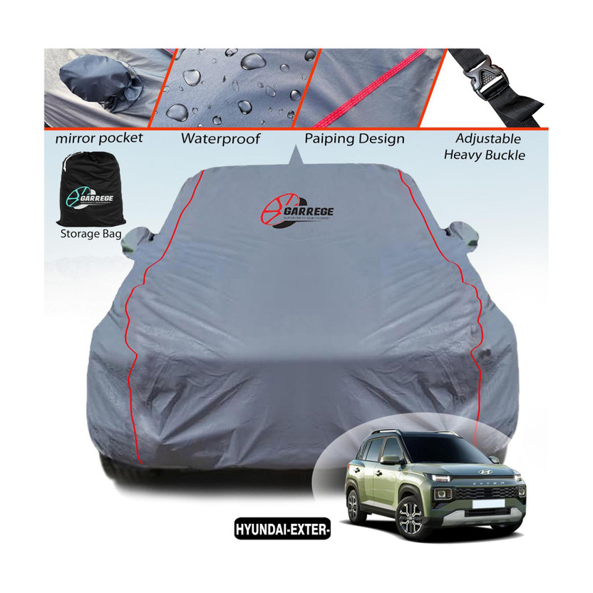 GARREGE Car Cover For Hyundai Hyundai Exter (With Mirror Pockets)(Grey, For 2023, 2024, 2025 Models)