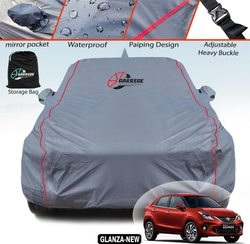 GARREGE Car Cover For Toyota Glanza, Glanza G (With Mirror Pockets)(Grey, For 2019, 2020, 2021, 2022, 2023, 2024, 2025 Models)
