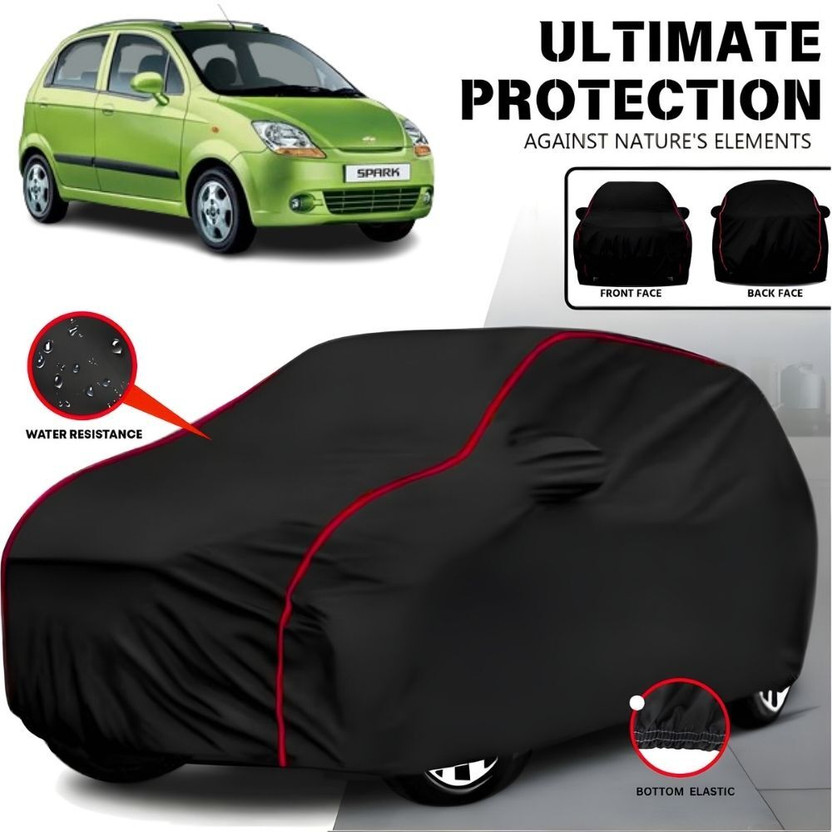 AYSHU Car Cover For Chevrolet Spark, Spark 1, Spark 1 LS, Spark Split, Spark Nsplit, Universal For Car (With Mirror Pockets)(Black, Red, For 2010, 2011, 2012, 2013, 2014, 2015, 2016, 2017, 2018, 2019, 2020, 2021, 2022, 2023, 2024 Models)