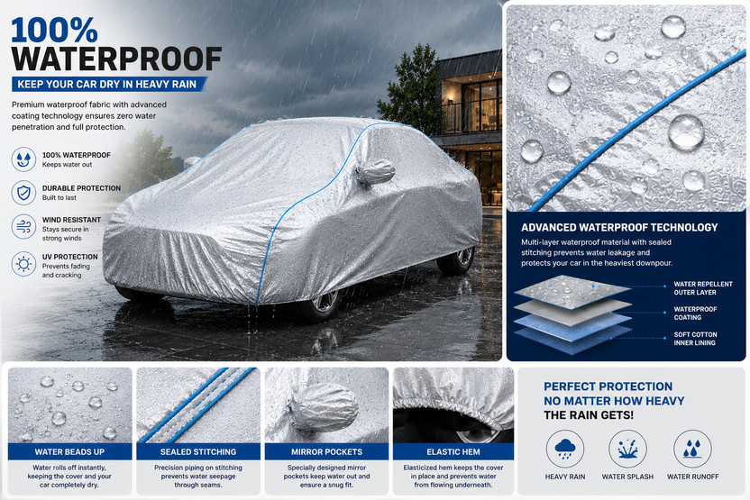 DRIZE DRIZE Car Cover For Maruti Suzuki Swift (With Mirror Pockets)(Silver, For 2024, 2025, 2026 Models) - Flipkart Deal