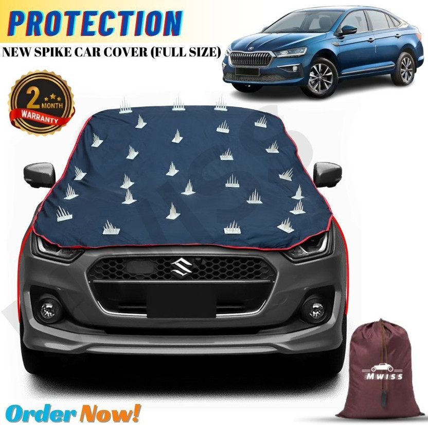 Mwiss Car Cover For Skoda Slavia, Universal For Car (Without Mirror Pockets)(Black, Red, For 2011, 2012, 2013, 2014, 2015, 2016, 2017, 2018, 2019, 2020, 2021, 2022, 2023, 2024 Models)
