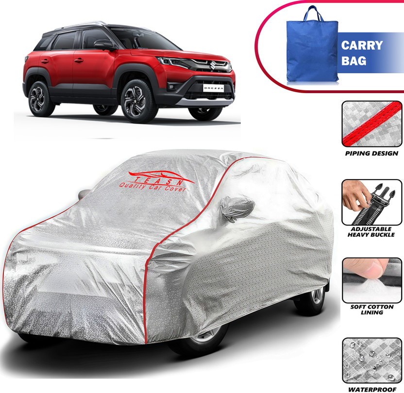 TEASN Car Cover For Maruti, Maruti Suzuki Vitara Brezza (With Mirror Pockets)(Silver, For 2016, 2017, 2018, 2019, 2020, 2021, 2022, 2023, 2024, 2025 Models)