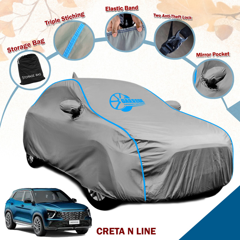 GARREGE Car Cover For Hyundai Creta, Creta 1.6 E Plus Diesel, Creta 1.6 E Plus (With Mirror Pockets)(Grey, For 2021, 2022, 2023, 2024, 2025 Models)