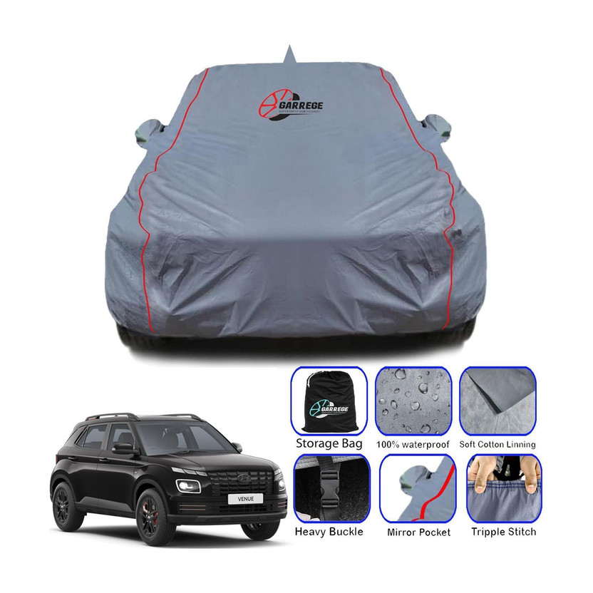 GARREGE Car Cover For Hyundai Venue (With Mirror Pockets)(Grey, For 2019, 2020, 2021, 2022, 2023, 2024, 2025 Models)