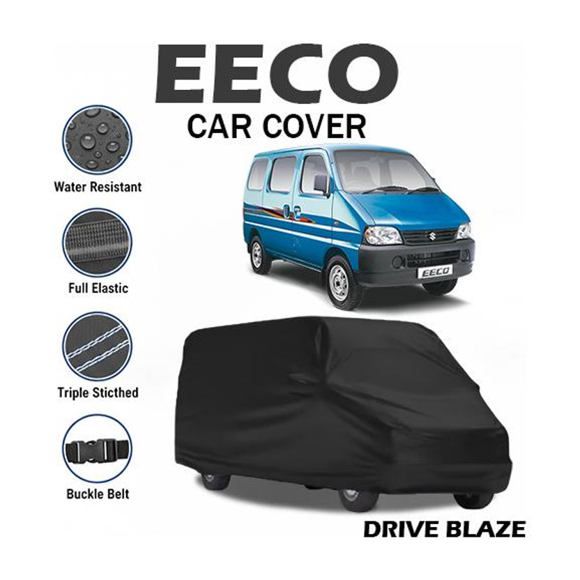 DriveBlaze Car Cover For Maruti Suzuki Eeco 7 Seater Standard (Without Mirror Pockets)(Black, For 2011, 2012, 2013, 2014, 2015, 2016, 2017, 2018, 2019, 2020, 2021, 2022, 2023, 2024, 2025 Models)