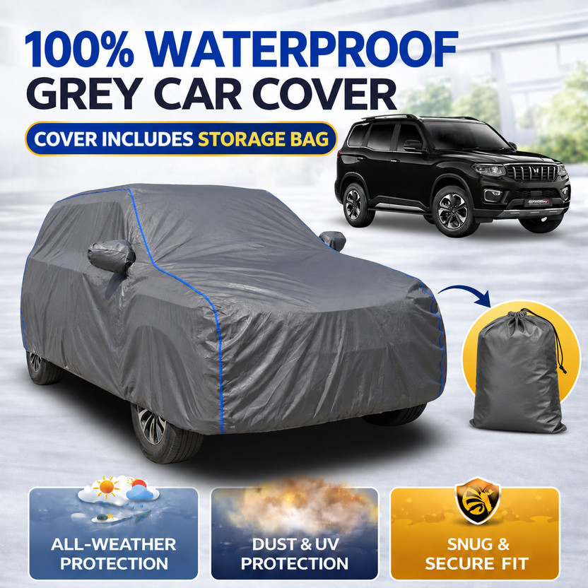 DriveBlaze Car Cover For Mahindra Scorpio-N (With Mirror Pockets)(Grey, Blue, For 2024, 2025, 2026 Models)
