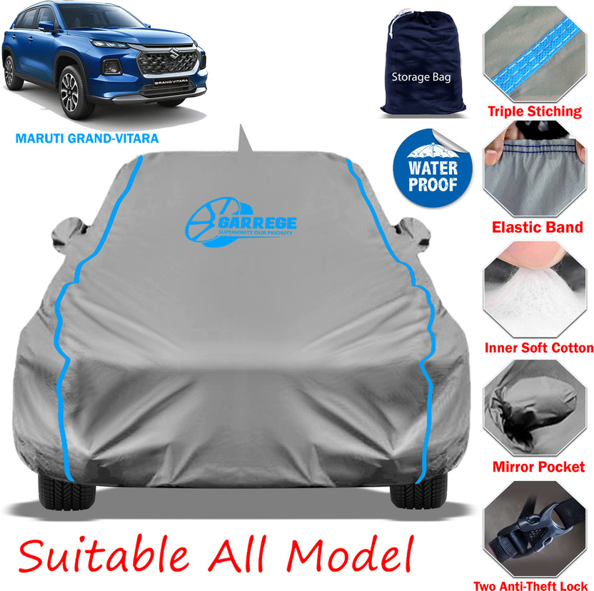 GARREGE Car Cover For Maruti Grand Vitara (With Mirror Pockets)(Grey, For 2023, 2024, 2025 Models)