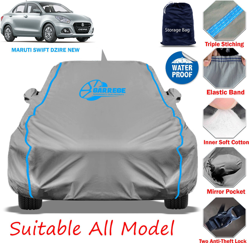GARREGE Car Cover For Maruti Swift Dzire 1.2L, Swift Dzire (With Mirror Pockets)(Grey, For 2020, 2021, 2022, 2022, 2023, 2024, 2025, 2026 Models)