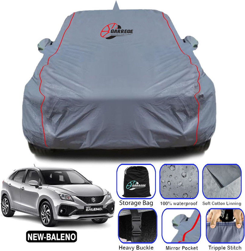 GARREGE Car Cover For Maruti Baleno (With Mirror Pockets)(Grey, For 2022, 2023, 2024, 2025 Models)