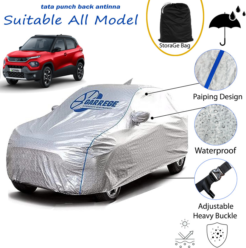 GARREGE Car Cover For Tata Punch (With Mirror Pockets)(Silver, For 2021, 2022, 2023, 2024, 2025 Models)