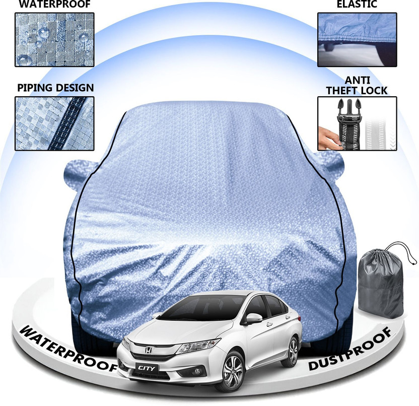 CARZEX Car Cover For Honda City (With Mirror Pockets)(Silver, For 2012, 2013, 2014, 2015, 2016, 2017, 2018, 2019, 2020, 2021, 2022, 2023, 2024, 2025 Models)