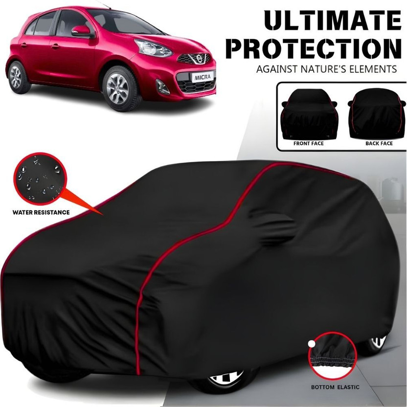 AYSHU Car Cover For Nissan Micra, Micra Active, Universal For Car (With Mirror Pockets)(Black, Red, For 2010, 2011, 2012, 2013, 2014, 2015, 2016, 2017, 2018, 2019, 2020, 2021, 2022, 2023, 2024 Models)