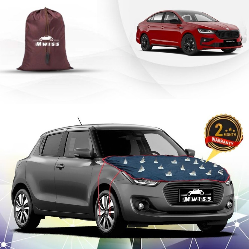 Mwiss Car Cover For Skoda Slavia, Universal For Car (Without Mirror Pockets)(Black, Red, For 2011, 2012, 2013, 2014, 2015, 2016, 2017, 2018, 2019, 2020, 2021, 2022, 2023, 2024 Models)