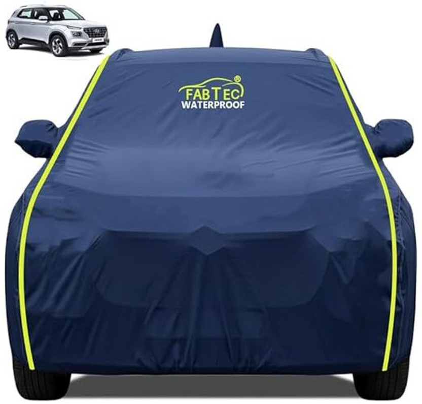 FABTEC Car Cover For Hyundai Venue (With Mirror Pockets)(Blue, For 2015, 2016, 2017, 2018, 2019, 2020, 2021, 2022, 2023, 2024, 2025 Models)