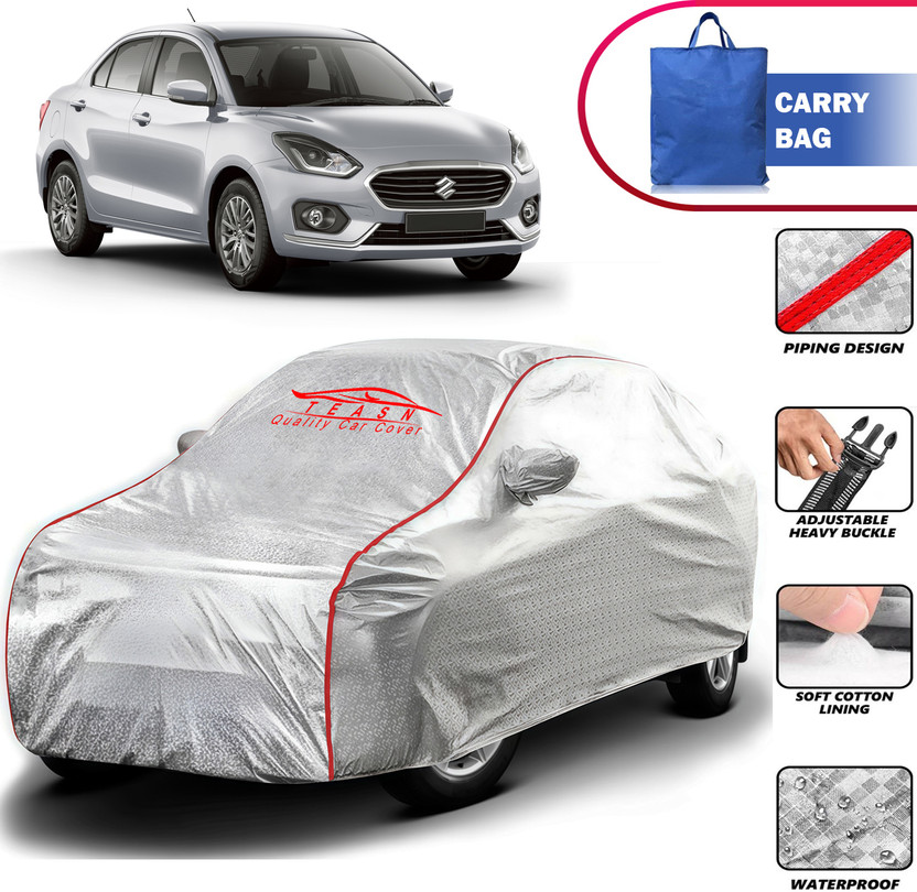 TEASN Car Cover For Maruti, Maruti Suzuki Dzire (With Mirror Pockets)(Silver, For 2016, 2017, 2018, 2019, 2020, 2021, 2022, 2023, 2024, 2025 Models)