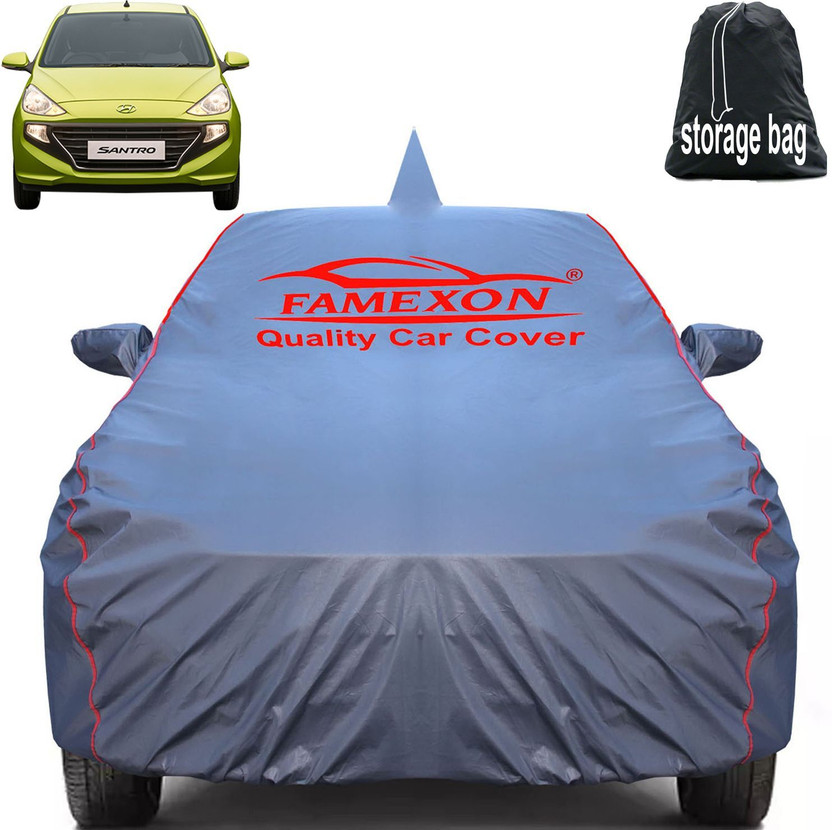 FAMEXON Car Cover For Hyundai Santro (With Mirror Pockets)(Gold, For 2010, 2011, 2012, 2013, 2014, 2015, 2016, 2017, 2018, 2019, 2020, 2021, 2022, 2023, NA Models)